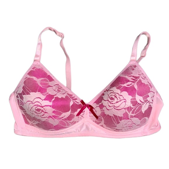 34C Mamia Pink Floral Lace Padded Adjustable Bra, No Underwire, Very Comfy - Picture 1 of 6